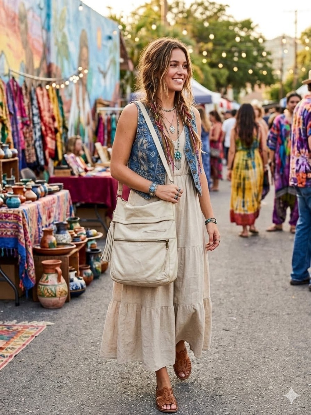 HOBO Cream Crossbody Hobo Bag with Zipper Pockets